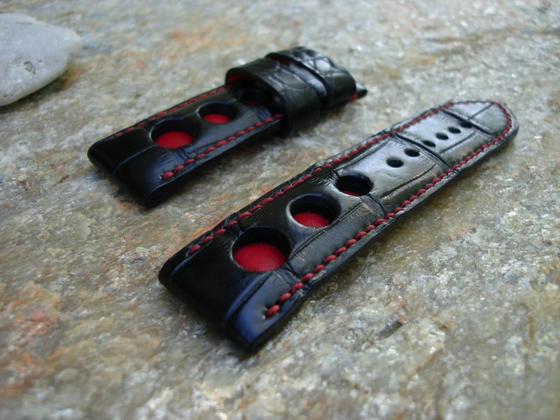 Black Alligator/Red Insert Rally Holes for Chopard