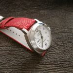 Polished Fuschia Rose Stingray Strap Modeled on PAM049