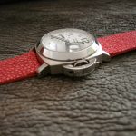Polished Fuschia Rose Stingray Strap Modeled on PAM049