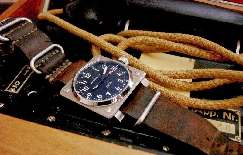 Vintage Swiss Army leather Nato on Revue Thommen Instrument