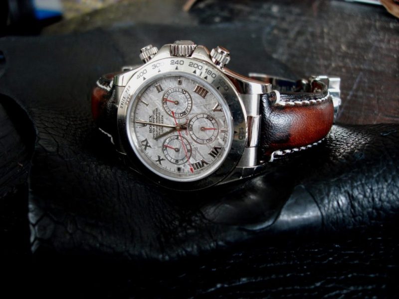 Antique Mahogany watch strap for Rolex Meteorite Daytona