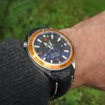 Bespoke Ostrich Leg skin strap for Omega Planet Ocean 42 Orange