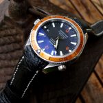 Bespoke Ostrich Leg skin strap for Omega Planet Ocean 42 Orange