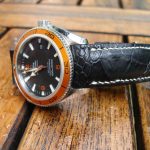 Bespoke Ostrich Leg skin strap for Omega Planet Ocean 42 Orange