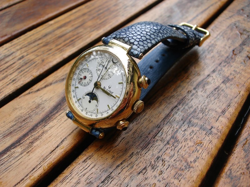Vintage Blue Polished Stingray for Isolde's Vintage Bulova Chronograph