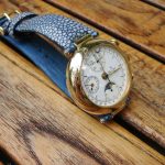 Vintage Blue Polished Stingray for Isolde's Vintage Bulova Chronograph
