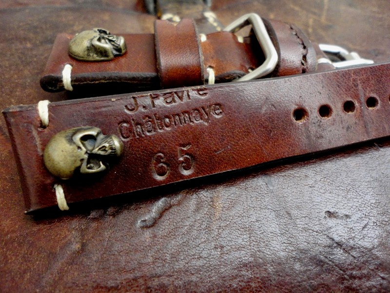 1965 Swiss Ammo Skulls strap for U-Boat with Roller Buckle and extra metal keeper