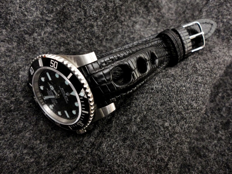Rolex Sub 114060 'No Date' on Racing black Teju Lizard Rally strap.