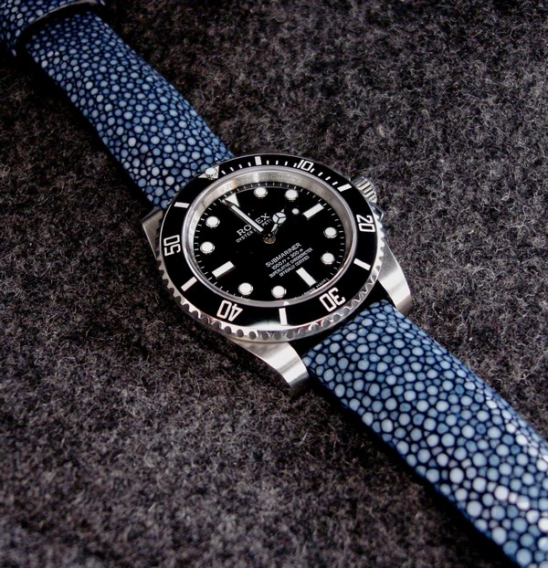 Dark Blue Polished Stingray on Rolex Sub Ref. 114060 ‘No Date’