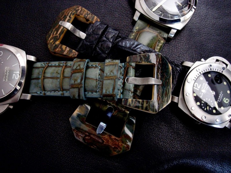 3 Custom Alligator straps for Panerai with Mammoth Buckles PAM351, PAM243 and PAM127