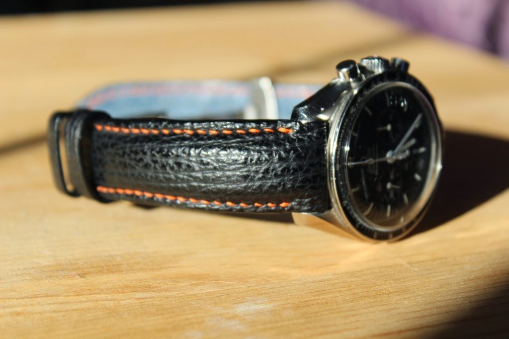 Sharkskin strap for Omega Speedmaster with integrated fit