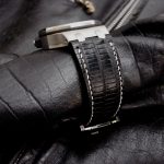 Custom Watch Strap for Royal Oak Offshore Diver Made From Racing Black Teju Lizard