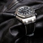Custom Watch Strap for Royal Oak Offshore Diver Made From Racing Black Teju Lizard