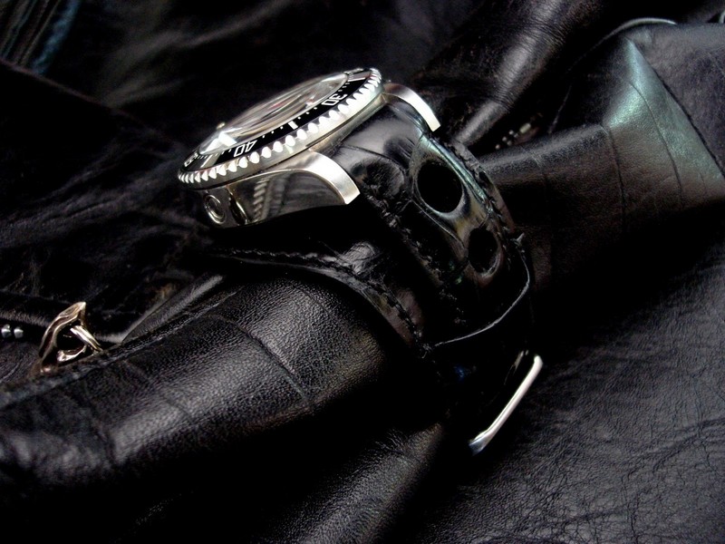 3 Ebony Swiss Hides Alligator straps for the Iconic Rolex Deep Sea