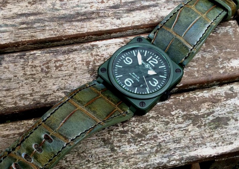 New customer photos of our Barbados Bleu Alligator on outstanding BR03 Ceramic Military