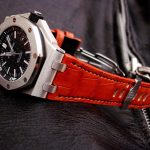 Custom Dyed Orange Alligator watch strap for Audemars Piguet Diver