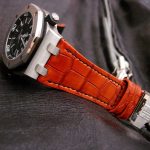 Custom Dyed Orange Alligator watch strap for Audemars Piguet Diver
