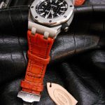 Custom Dyed Orange Alligator watch strap for Audemars Piguet Diver