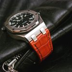 Custom Dyed Orange Alligator watch strap for Audemars Piguet Diver