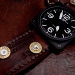 1952 Swiss Ammo strap with Custom Made 30-06 Bullet Shell Rivets for Bell & Ross Airborne Bronze