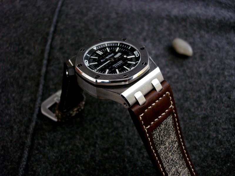 Audemars Piguet Diver on Vintage Swiss Army Rucksack Canvas and leather strap