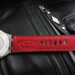 SuperMatte Carbon Black Alligator watch strap custom made for Audemars Piguet Diver - the Red Kangaroo Lining