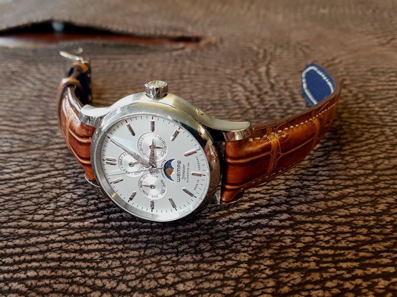 Roland's Wempe Glashütte I/SA Zeitmeister Annual Calendar on Bespoke Armagnac Alligator strap
