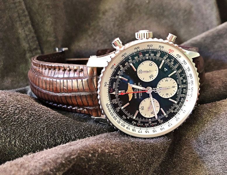Ron' Great Looking Breitling Navitimer on Dark Walnut Teju