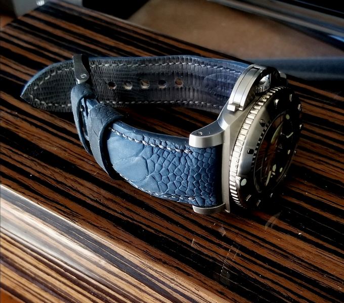 Great Customer Photos of PAM364 on Deep Atlantic Blue Ostrich Leg Strap