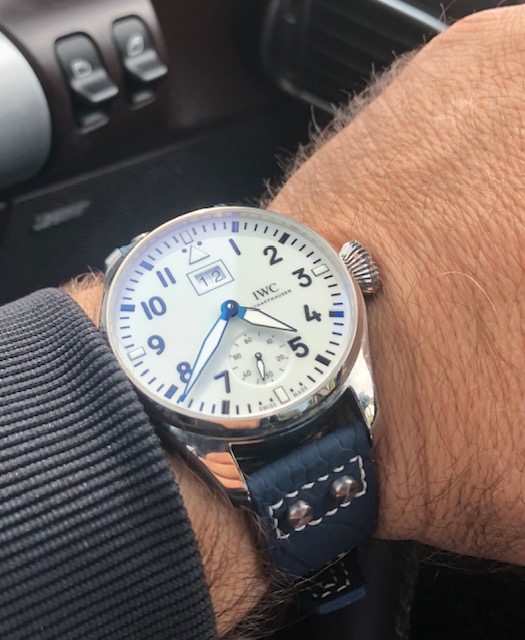 Mike's Great Looking IWC Anniversary Edition Big Pilot on Deep Altantic Blue SuperMatte Ostrich Leg Pilot Strap
