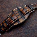 Hand Antique finish Alligator bund strap for Panerai