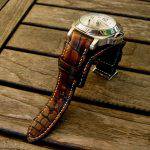 Hand Antique finish Alligator bund strap for Panerai