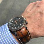Hand Antique finish Alligator strap for Omega Speedmaster with integrated fit