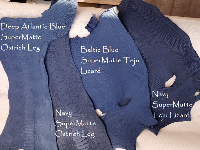 New Blue Colors in our Teju and SuperMatte Ostrich Exotics