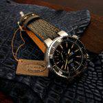 Grey-Moss Nubuck Sharkskin on Oris Small Seconds Diver