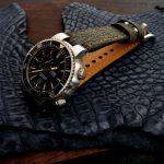 Grey-Moss Nubuck Sharkskin on Oris Small Seconds Diver
