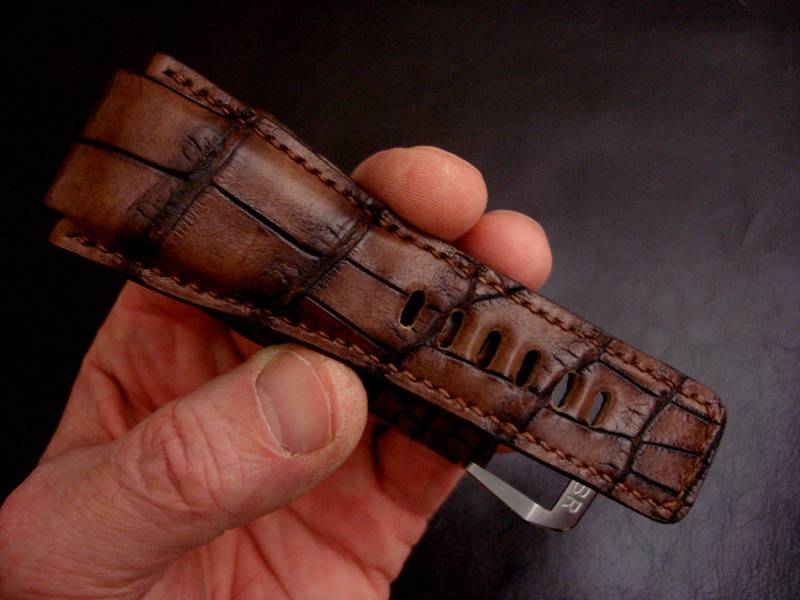 Straps made from Antique Chestnut Alligator