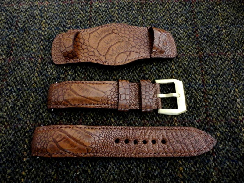 Straps made from Antique Tan Ostrich Leg