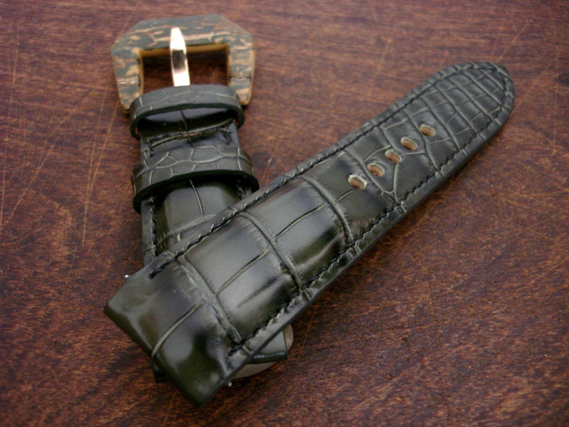 Straps made from Dark Olive Alligator