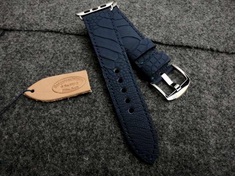 Straps Made From Deep Atlantic Blue SuperMatte Ostrich Leg skin
