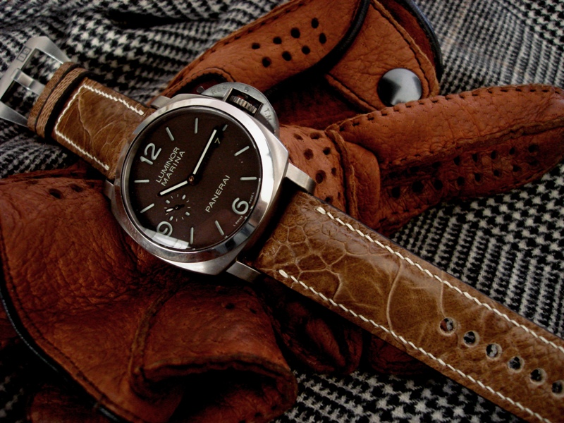 Straps made from Desert Tan Ostrich Leg Skin