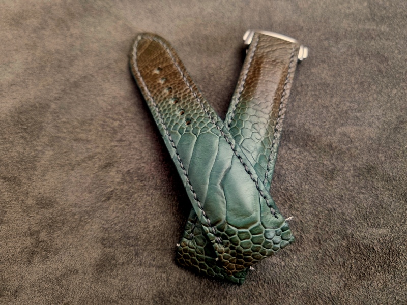 Straps Made From Martinique Bleu Ostrich Leg