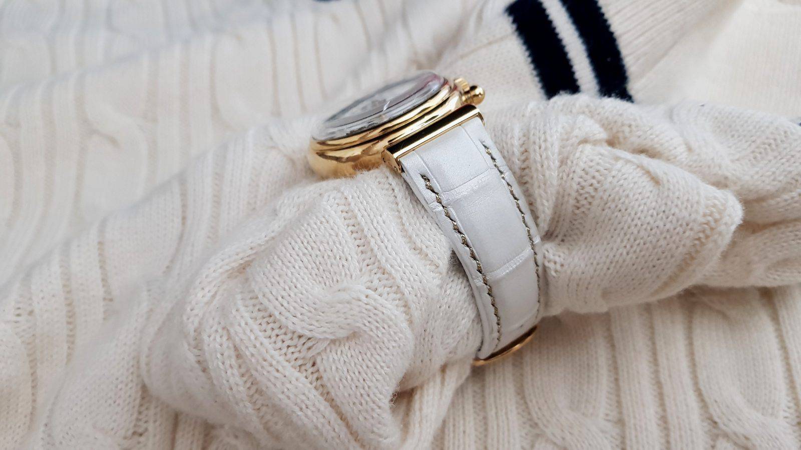 Straps made from Pure White Pearlescent and Ivory Pearlescent