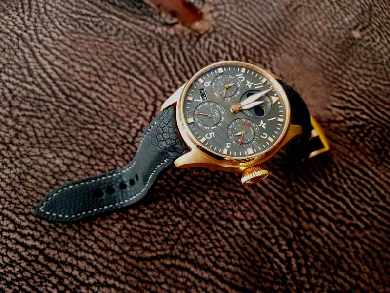 Custom Watch Straps Made From SuperMatte Carbon Black Ostrich Leg Skin