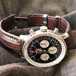 Dark Walnut with Beige/Bronze Linen for Breitling Navitimer