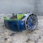 Custom dyed Alligator Hand Antique Finish Blue fade to black for Rolex Deep Sea D-Blue with our Fully Integrated Fit