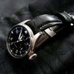 Black Ostrich Leg watch strap for IWC Big Pilot with Integrated fit