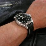 Black Ostrich Leg watch strap for IWC Big Pilot with Integrated fit