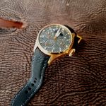 SuperMatte Ostrich Leg skin watch strap for Rose Gold IWC Big Pilot Perpetual Calendar with Integrated Fit