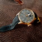 SuperMatte Ostrich Leg skin watch strap for Rose Gold IWC Big Pilot Perpetual Calendar with Integrated Fit
